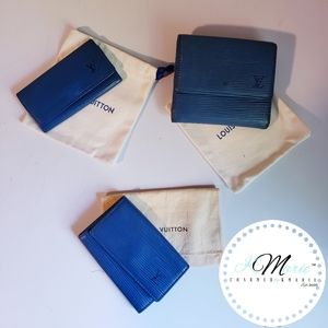 Authentic Louis Vuitton Blue Epi Leather  Multicles 4Key Ring